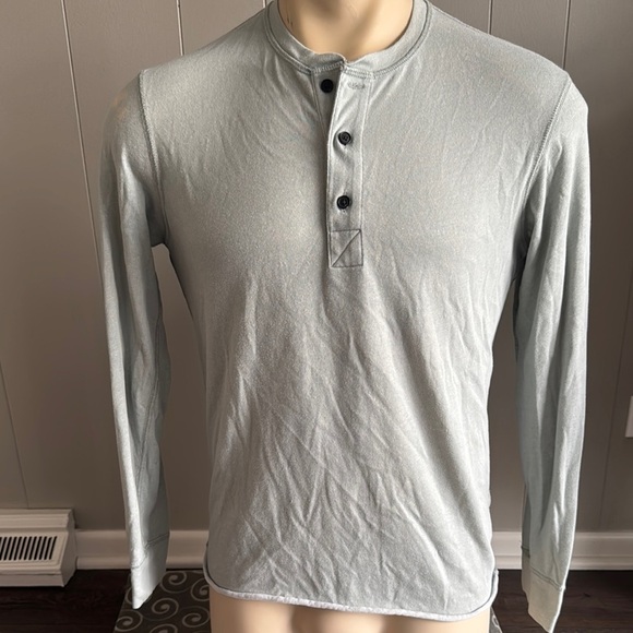 Billy Reid light moss long sleeve 100% cotton henley. Medium. - Picture 1 of 7